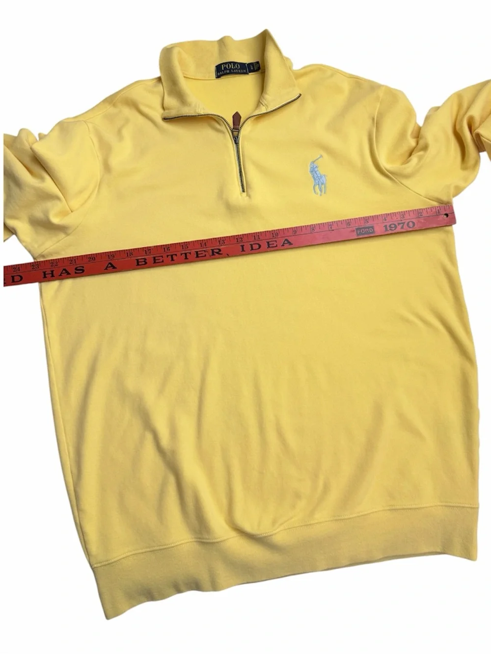 Polo Ralph Lauren Men’s Yellow Quarter-Zip Cotton Pullover Big Pony Size Large